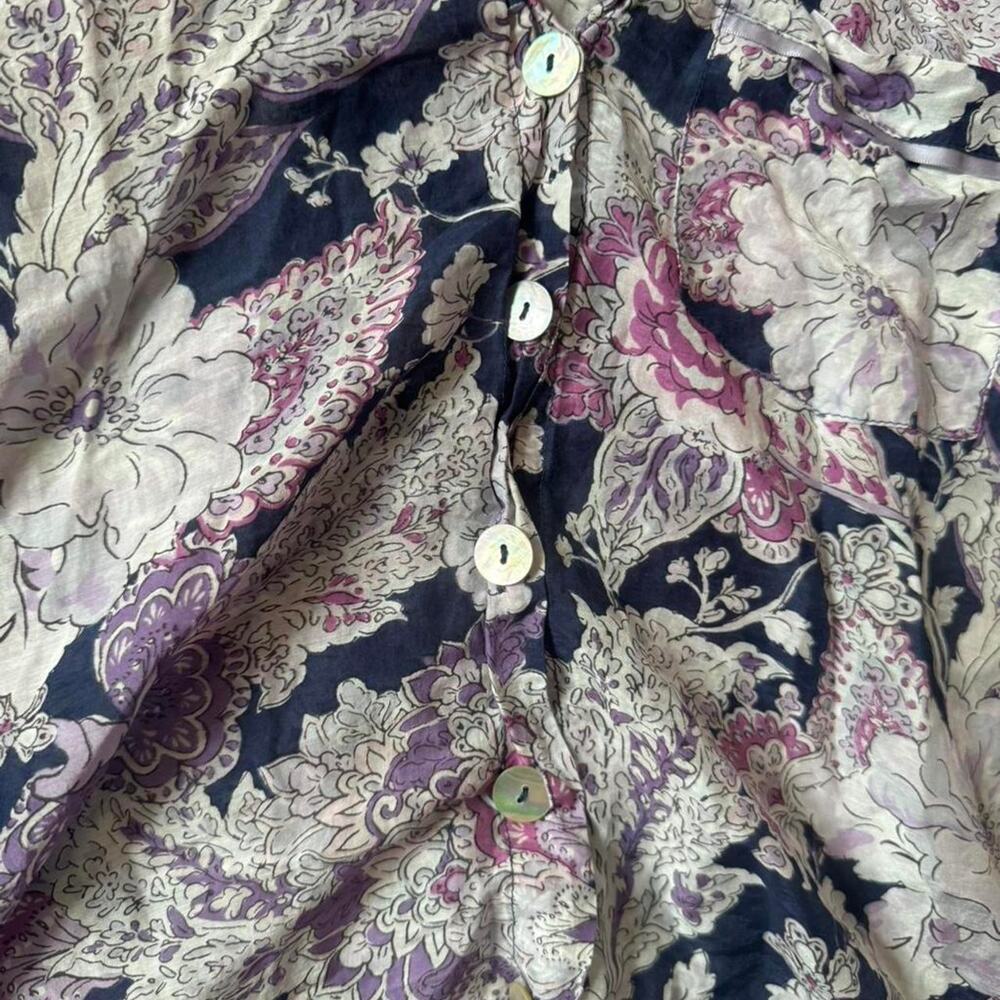 Papinelle Purple Floral Silk Blend Pajama Set size small - Picture 11 of 13